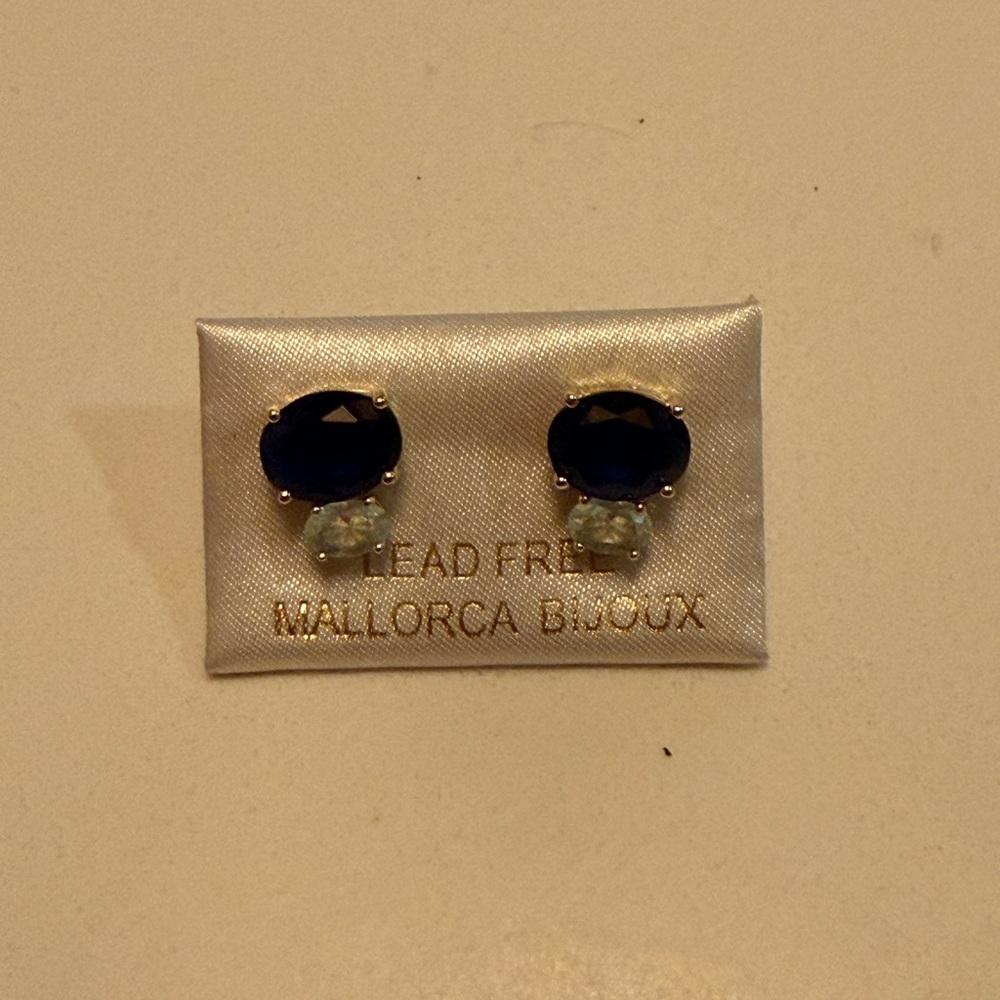 Mallorca Bijoux Navy and Pale Blue Crystal Stud Earrings